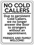 2155 NO COLD CALLERS Funny Door Gate Window Metal Aluminium Plaque Sign