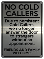 2155 NO COLD CALLERS Funny Door Gate Window Metal Aluminium Plaque Sign