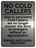 2155 NO COLD CALLERS Funny Door Gate Window Metal Aluminium Plaque Sign