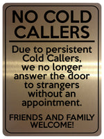 2155 NO COLD CALLERS Funny Door Gate Window Metal Aluminium Plaque Sign