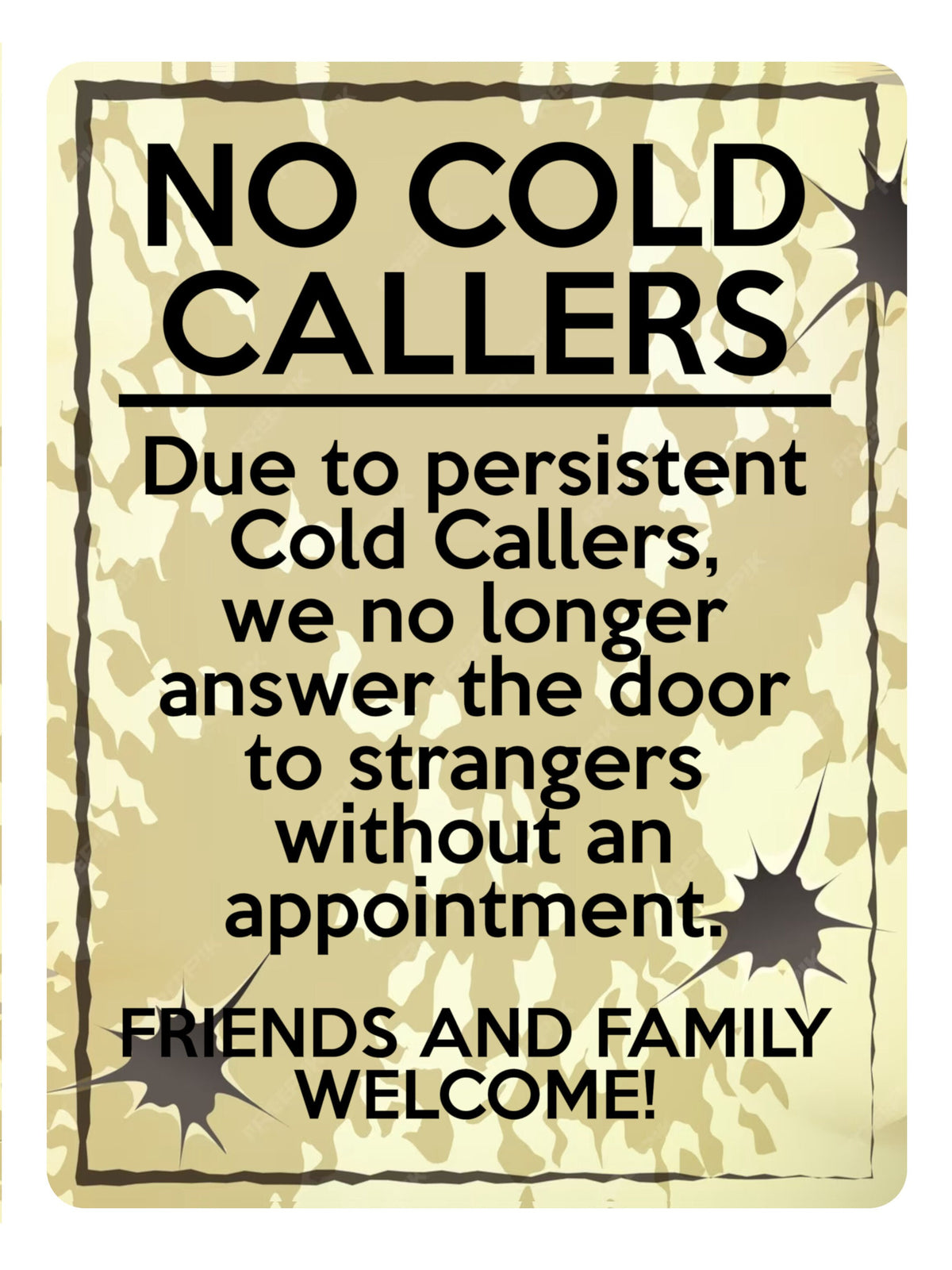 2156 NO COLD CALLERS Funny Door Gate Window Metal Aluminium Plaque Sign