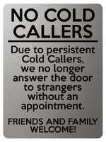 2154 NO COLD CALLERS Funny Door Gate Window Metal Aluminium Plaque Sign