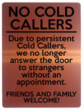 2154 NO COLD CALLERS Funny Door Gate Window Metal Aluminium Plaque Sign