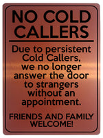 2155 NO COLD CALLERS Funny Door Gate Window Metal Aluminium Plaque Sign