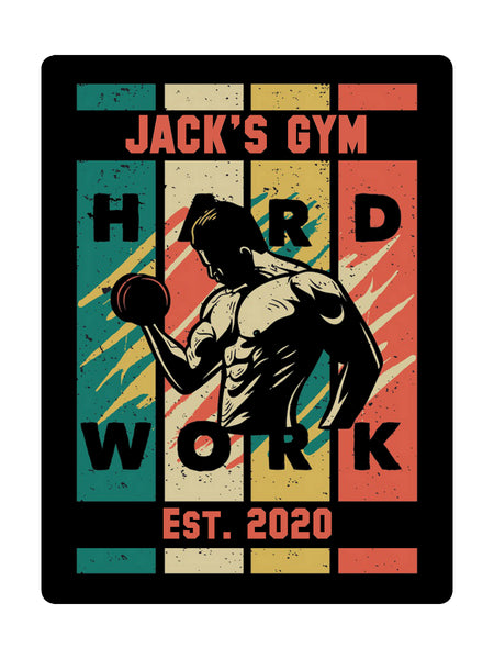 379 Personalised Gym Name HARD WORK Metal Aluminium Sign Plaque Fitness Door