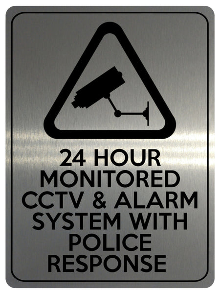 1898 24 HOUR MONITORED CCTV & ALARM SYSTEM Safety Metal Aluminium Plaque Sign