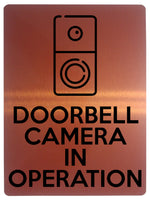 1872 DOORBELL CAMERA IN OPERATION Metal Aluminium Plaque Sign