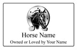 Personalised Horse Shoe Pony Name Brushed Gold Metal Aluminium Sign Stable Door Plaques Gift