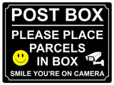 452 POST BOX SMILE YOU'RE ON CAMERA Metal Aluminium Plaque Sign House Office Gate Letters Parcels