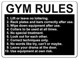 897 GYM RULES Safety Funny Door Wall Metal Aluminium Plaque Sign Fitness Club