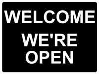 601 WELCOME WE'RE OPEN Metal Aluminium Plaque Sign For Door House Office Shop Bar Pab