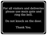 1451 For all visitors and deliveries please use main gate Metal Aluminium Plaque Sign