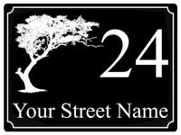 612 Custom Personalised Tree Number Address House Metal Aluminium Sign Plaque For Front Door Wall Gate