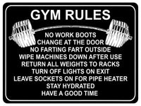 1327 GYM RULES Funny Metal Aluminium Plaque Sign Fitness House Shed Door Wall