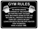 1327 GYM RULES Funny Metal Aluminium Plaque Sign Fitness House Shed Door Wall