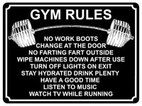 1353 GYM RULES Funny Metal Aluminium Plaque Sign Fitness House Shed Door Wall