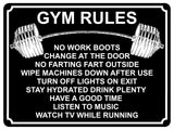 1353 GYM RULES Funny Metal Aluminium Plaque Sign Fitness House Shed Door Wall