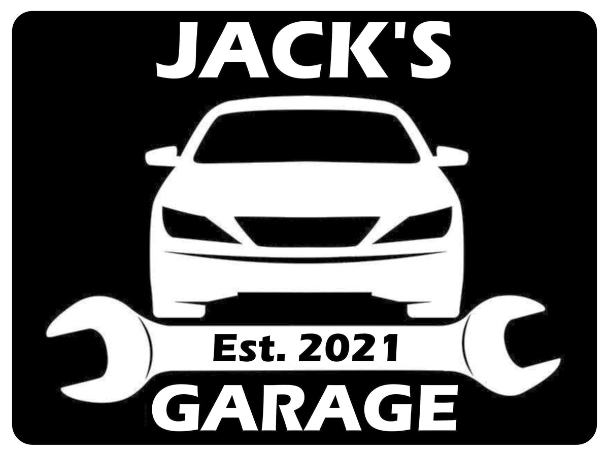 1066 Custom Personalised Name's GARAGE Car Metal Aluminium Sign Plaque Door Wall