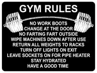 1326 GYM RULES Funny Metal Aluminium Plaque Sign Fitness House Shed Door Wall