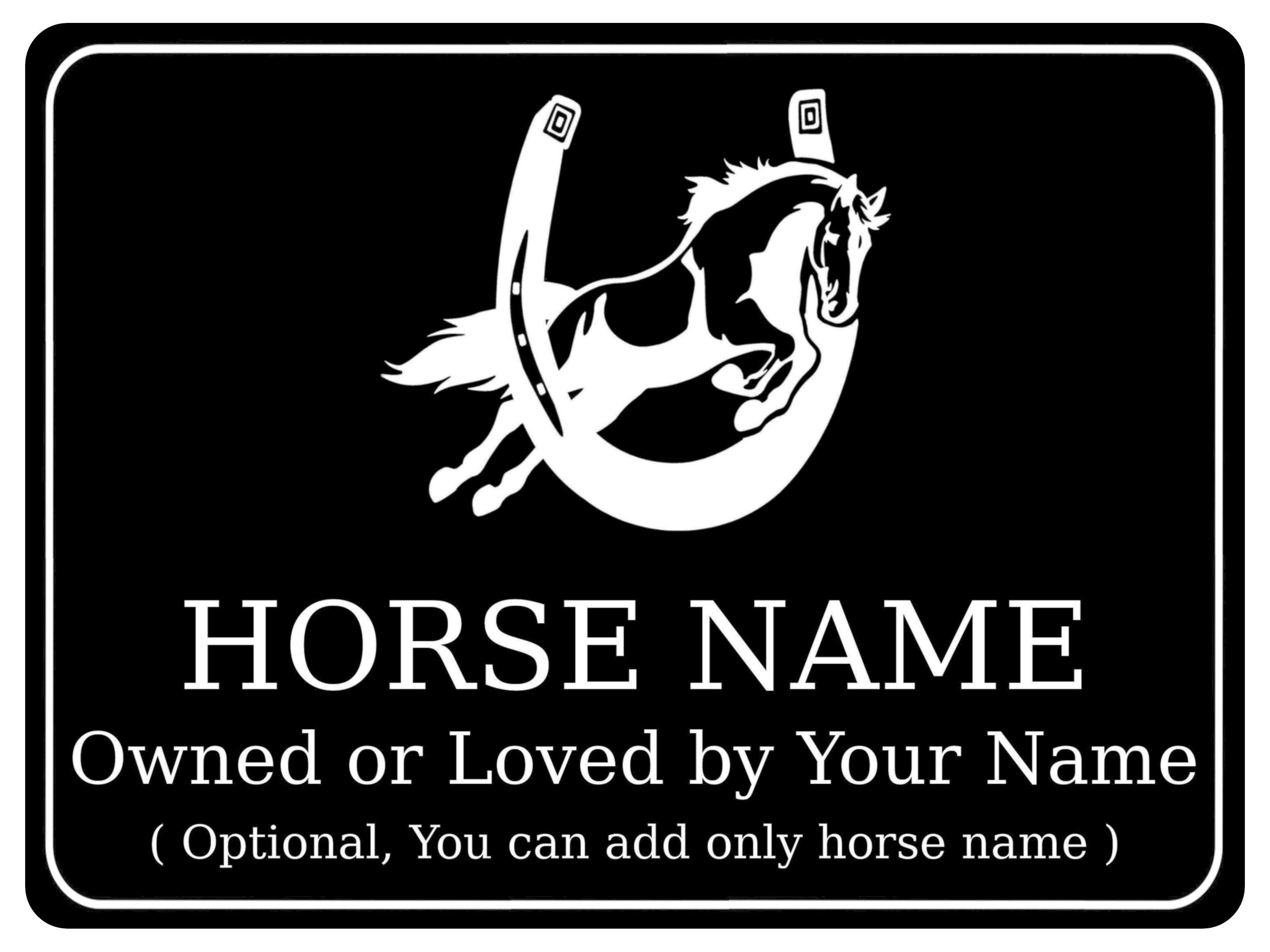 757 Custom Personalised Horseshoe Name Pony Metal Aluminium Sign Stable Door Plaque