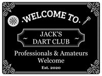 267 Personalised DART CLUB Name Man Cave Professionals & Amateurs Welcome Metal Aluminium Sign Door Plaque Pub