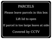 1271 PARCELS Covered by CCTV Metal Aluminium Plaque Sign Box Door House Office