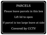 1271 PARCELS Covered by CCTV Metal Aluminium Plaque Sign Box Door House Office