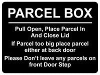 1472 PARCEL BOX Metal Aluminium Plaque Sign Door Gate House Office Letters Post