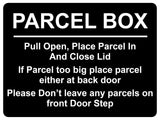 1472 PARCEL BOX Metal Aluminium Plaque Sign Door Gate House Office Letters Post