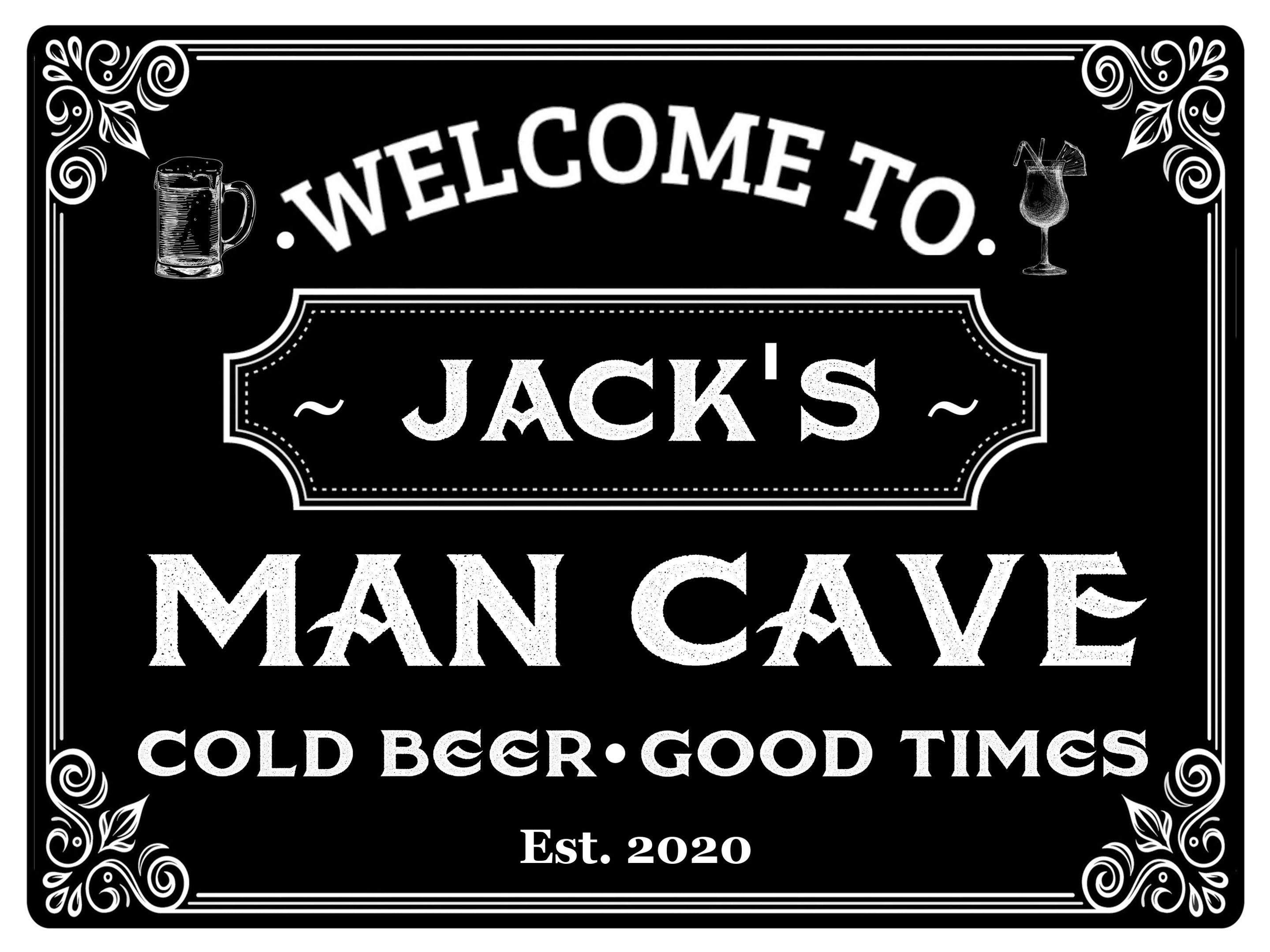 388 Custom Personalised MAN CAVE Name Metal Aluminium Sign Door Plaque Pub Shed