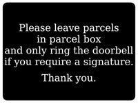 737 Please leave parcels in parcel box Ring Doorbell Metal Aluminium Plaque Sign House Office Letters