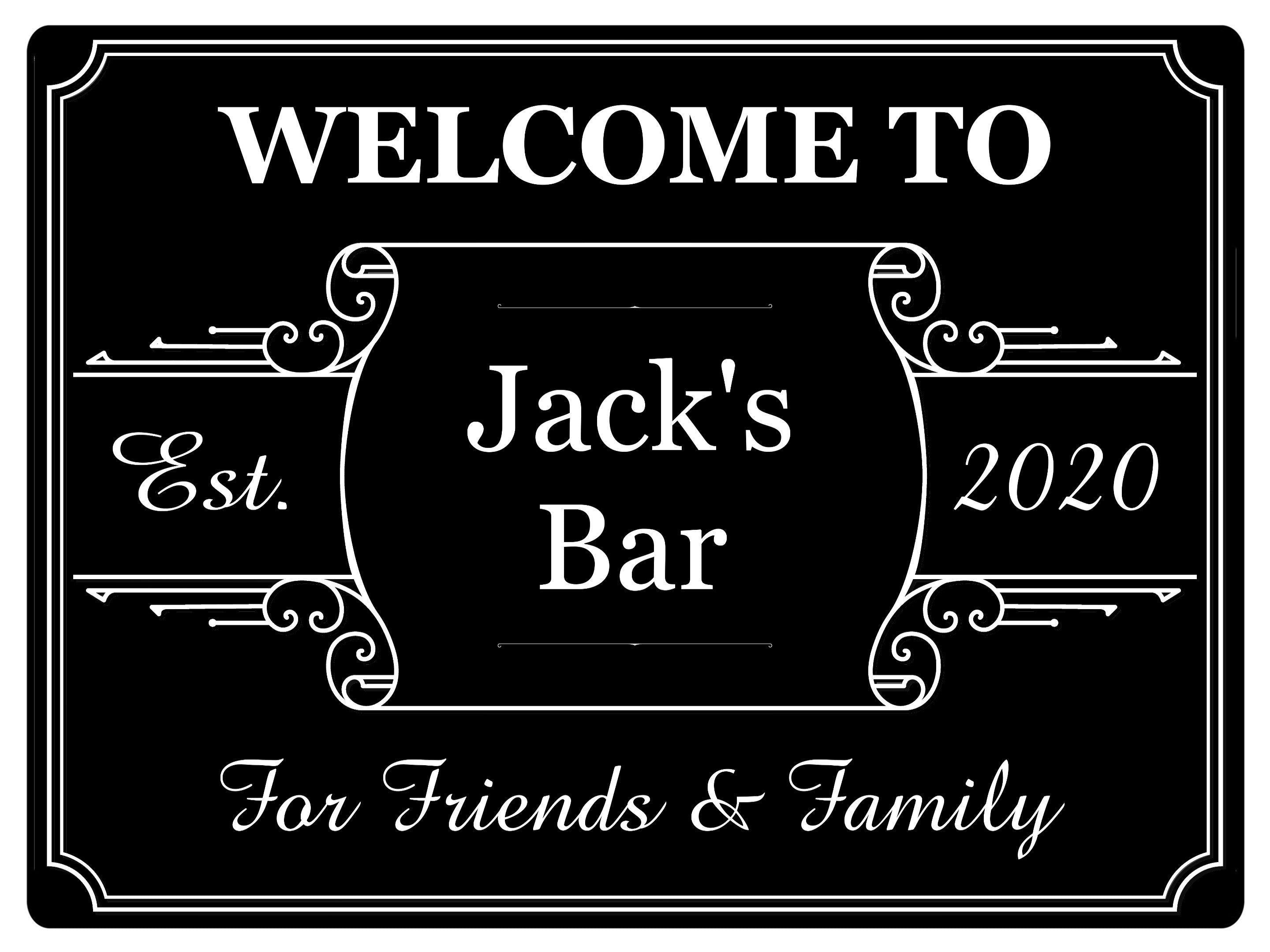 192 Personalised WELCOME TO YOUR NAME BAR Metal Aluminium Sign Door Plaque Pub