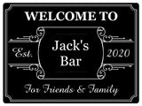 192 Personalised WELCOME TO YOUR NAME BAR Metal Aluminium Sign Door Plaque Pub