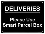 1239 DELIVERIES Please Use Smart Parcel Box Metal Aluminium Plaque Sign House Office