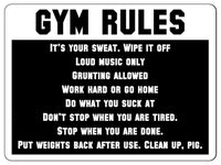 688 GYM RULES Safety Funny Door Wall Metal Aluminium Plaque Sign Fitness Club