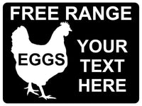 733 Personalised FREE RANGE EGGS Farm Metal Aluminium Plaque Sign Wall Gate Door