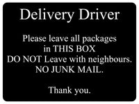 1042 Delivery Driver Packages Parcels Metal Aluminium Plaque Sign Door House Office