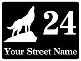 801 Custom Personalised Address Wolf Metal Plaque Sign For Door Wall House Office Gate