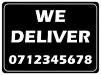 1168 Custom Personalised WE DELIVER Metal Aluminium Plaque Sign Door Bar Restaurant Pub