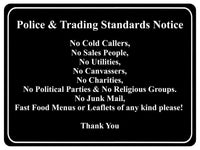 1243 Notice No Cold Callers Metal Aluminium Plaque Sign Door Gate House Office