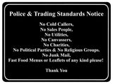 1243 Notice No Cold Callers Metal Aluminium Plaque Sign Door Gate House Office