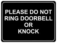 1255 PLEASE DO NOT RING DOORBELL OR KNOCK Metal Aluminium Plaque Sign Door Gate House Office