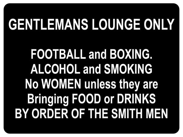 1010 GENTLEMANS LOUNGE ONLY Funny Metal Aluminium Plaque Sign Door Wall House