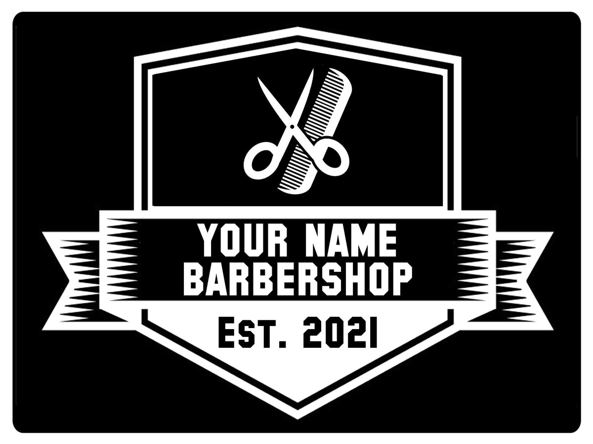554 Custom Personalised BARBERSHOP Metal Aluminium Sign Plaque Door Wall Gate