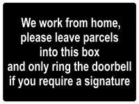 537 We work from home Metal Aluminium Plaque Sign Door Bell Letters Parcels House Office