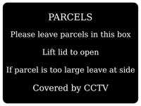 1270 PARCELS Covered by CCTV Metal Aluminium Plaque Sign Box Door House Office