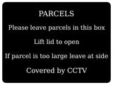 1270 PARCELS Covered by CCTV Metal Aluminium Plaque Sign Box Door House Office