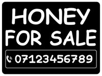 819 Personalised HONEY FOR SALE Metal Aluminium Plaque Sign Door Gate House Farm