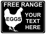 734 Personalised FREE RANGE EGGS Farm Metal Aluminium Plaque Sign Wall Gate Door