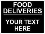 689 Custom Personalised Text FOOD DELIVERIES Metal Aluminium Sign Plaque House Office Door Gate